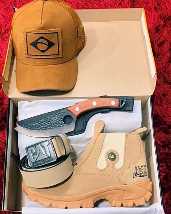 Kit Caterpillar - Botina + Boné + Cinto + Faca (Oferta do trabalhador, Só Hoje!) - Imagem 2