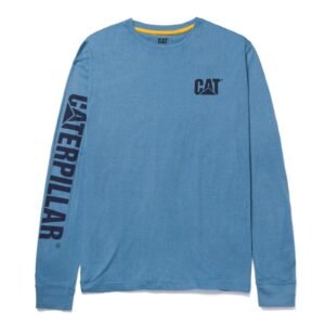 Camiseta de Manga Longa com Banner de Marca Azul